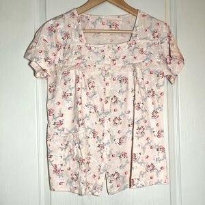 Slenderella Punk Floral Pyjama Set Lace Trim Cottagecore Loungewear Barbiecore